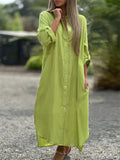 Women's Casual Button Up Turn-down Collar Dresses