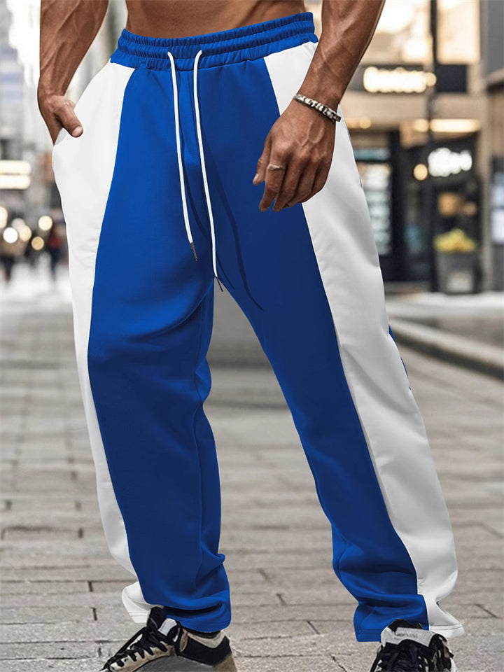 Men's Trendy Contrast Color Patchwork Drawstring Sports Trousers