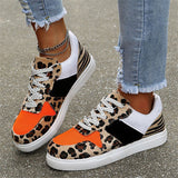 Women's Breathable Mesh Lace-up Trendy Leopard Loafers