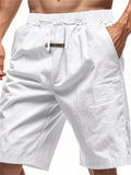 Men's Solid Color Casual Drawstring Beach Shorts