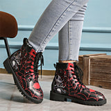 Halloween Element Printed Women's Lace-up Round Toe Martin Boots
