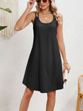 Women's Candy Color U Neck Sleeveless Hollow Out Sundress
