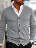 Men's V-Neck Button-Up Long Sleeve Casual Loose Fit Cardigan‌ Sweaters