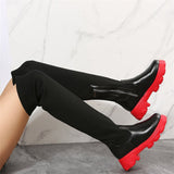 Lady Unique Round Toe Knitted Socks Over-the-knee Boots