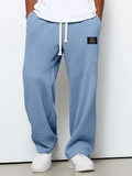 Men's Casual Autumn Solid Color Waffle Sporty Straight Trousers