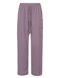 Female Plus Size Side Split Buttoned Drawstring Pants