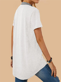 Stylish Patchwork Pocket Button T-shirt for Ladies
