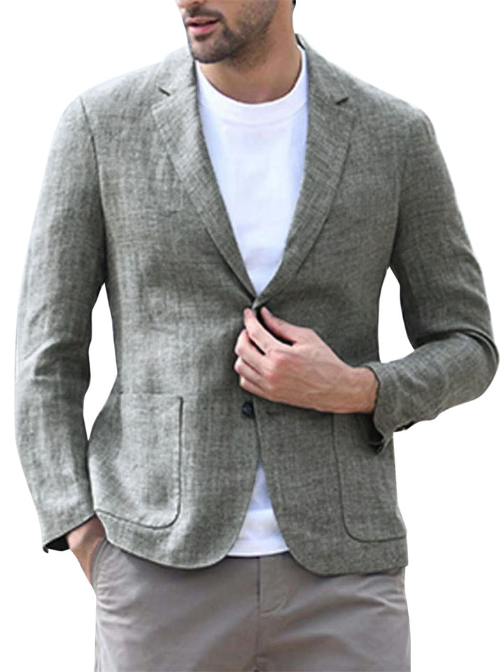 Men's Fashion Single Breasted Cotton Linen Blazer Coats
