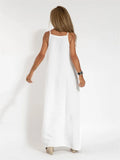 Cozy Flowy Cotton Linen Side Split Tank Dress for Women