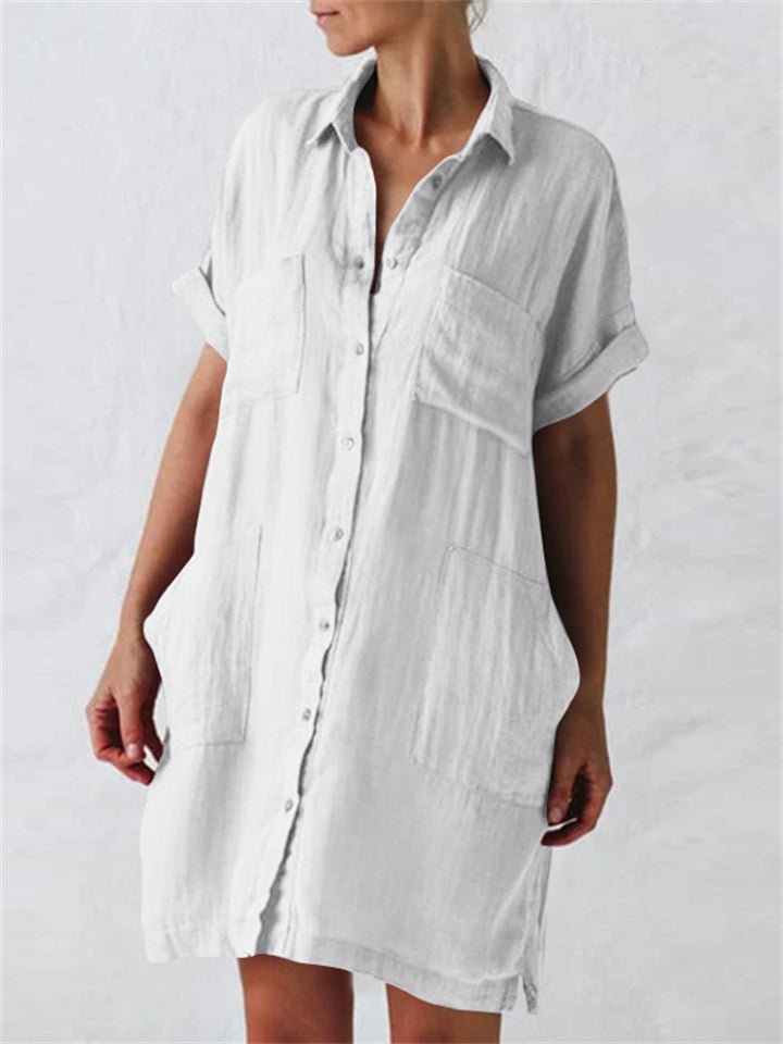 Female Relaxed Lapel Plain Mid Length Blouses