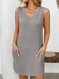 Women's Summer Solid Color Pockets Pullover Above Knee Length Dress