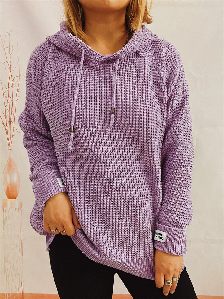 Women's Solid Color Long Sleeve Hooded Sweater