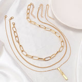 Women's 4pcs/Set Fashion Punk Style Layered Chain Necklaces