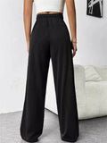 Women's Comfy Casual Solid Color Drawstring Wide Leg Pants