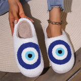 Winter Closed Toe Evil Eyes Indoor Plush Slippers