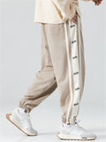 Men's Plus Size Side Stripe Letter Print Drawstring Jogger Pants