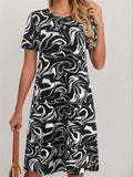 Women's Summer Elegant Printed Short Sleeve Round Neck Dress