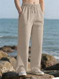 Men's Autumn Loose Pit Stripe Drawstring Straight Wide Leg Pants