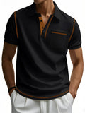 Male's Summer Simple Breathable Contrast Trim Short Sleeve Shirts