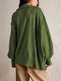 Oversized Side Split Lantern Sleeve Sweatshirt for Women