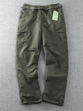 Men's Keep Warm Plush Liner Multi-Pocket Cargo Pants with Belt