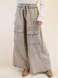 Women's High Waist Casual Pockets Cargo Wide Leg Pants