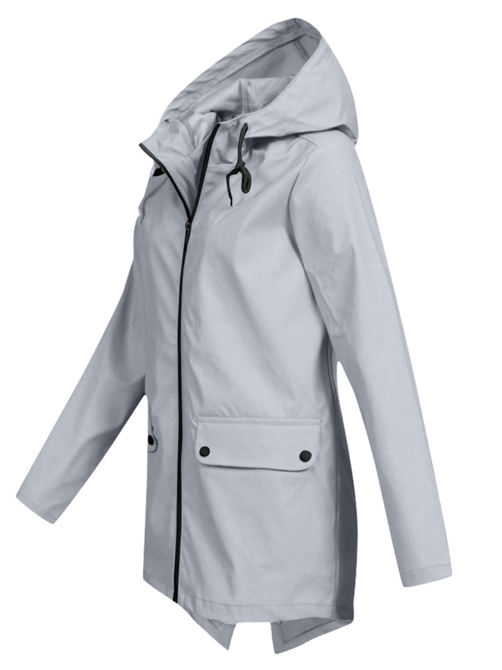 Women's Autumn Outdoor Solid Color Zip Up Hooded Jackets