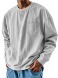 Men's Casual Solid Color Pockets Long Sleeve T-Shirts