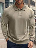 Men's Vintage Autumn Lapel Solid Color Long Sleeve Polo Shirts
