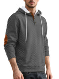 Men's Autumn Casual Solid Color Rhombus Jacquard Pullover Hoodie