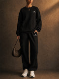 Women Cable Knit 2 Piece Loungewear Sweatshirt Joggers Set