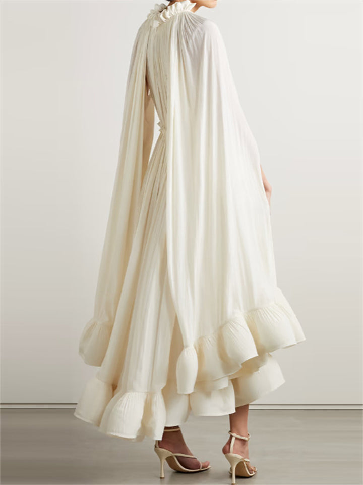 Women's Fashion Ruffled V-neck Cape Dresses