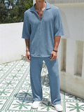 Men's Summer Relaxed Half Sleeve V-neck Casual Sets