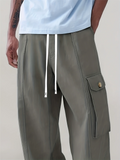 Men's Casual Loose Fit Cargo Pants with Side Flap Pockets‌