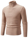 Men's Soft Simple Slim Fit High Neck Ribbed Knit Sweaters