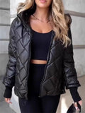 ‌Womens Casual Quilted Puffer Coat with Hood and Pockets‌
