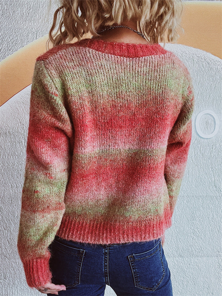 Women's Gradient Color Long Sleeve Cardigan Sweaters