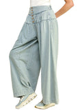 Women's Retro High Rise Wide Leg Denim Pants