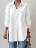 Women's OL Style Loose Fit Long Sleeve Button-Up Blouses