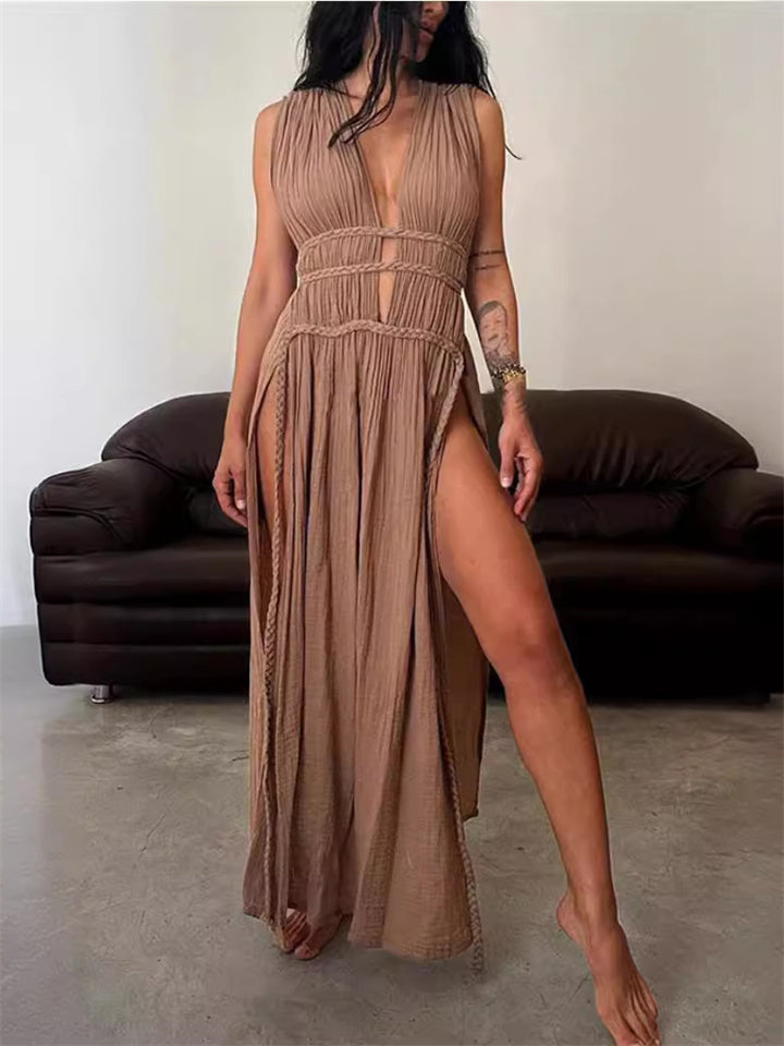 Sexy Hollow Out High Split Beach Dress for Women