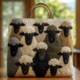 Cute Sheep Pattern Canvas Quilted Tote Bag for Women