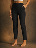 Women High Waist Lightweight Stretch Cropped Travel Pants