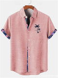 Men's Summer Holiday Style Contrast Trim Printed Lapel Short Sleeve Shirts