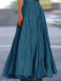 Women's Solid Color Texture Big Hem Pleated A-Line Skirt