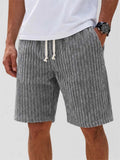 Men Corduroy Elastic Waist Drawstring Multi-pocket Shorts