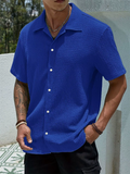 Men's Summer Wear Textured Short Sleeve Button Down Shirts