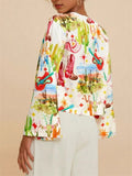 Women's Summer Holiday Style Print Beach Flared Sleeves Shirts