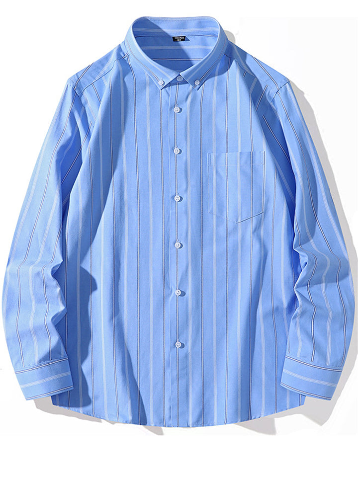 Plus Size Men's Cotton Contrast Color Stripe Shirts