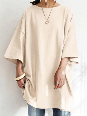 Ladies Oversized Plain 3/4 Sleeve Pullover T-shirts