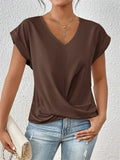 Women's Summer Basic Solid Color V Neck Short Sleeve T-Shirts